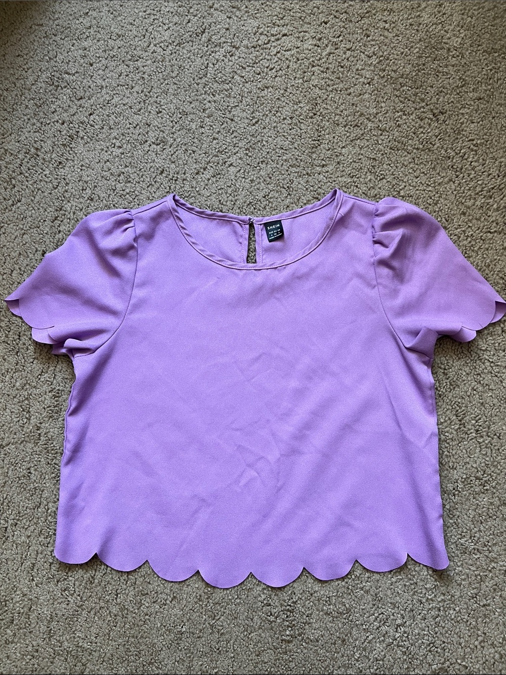 SHEIN Lavender Wavy Short Sleeve Cropped Top